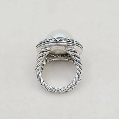    David Yurman Cerise Moonlight Ice Ring – Pearl & Diamonds