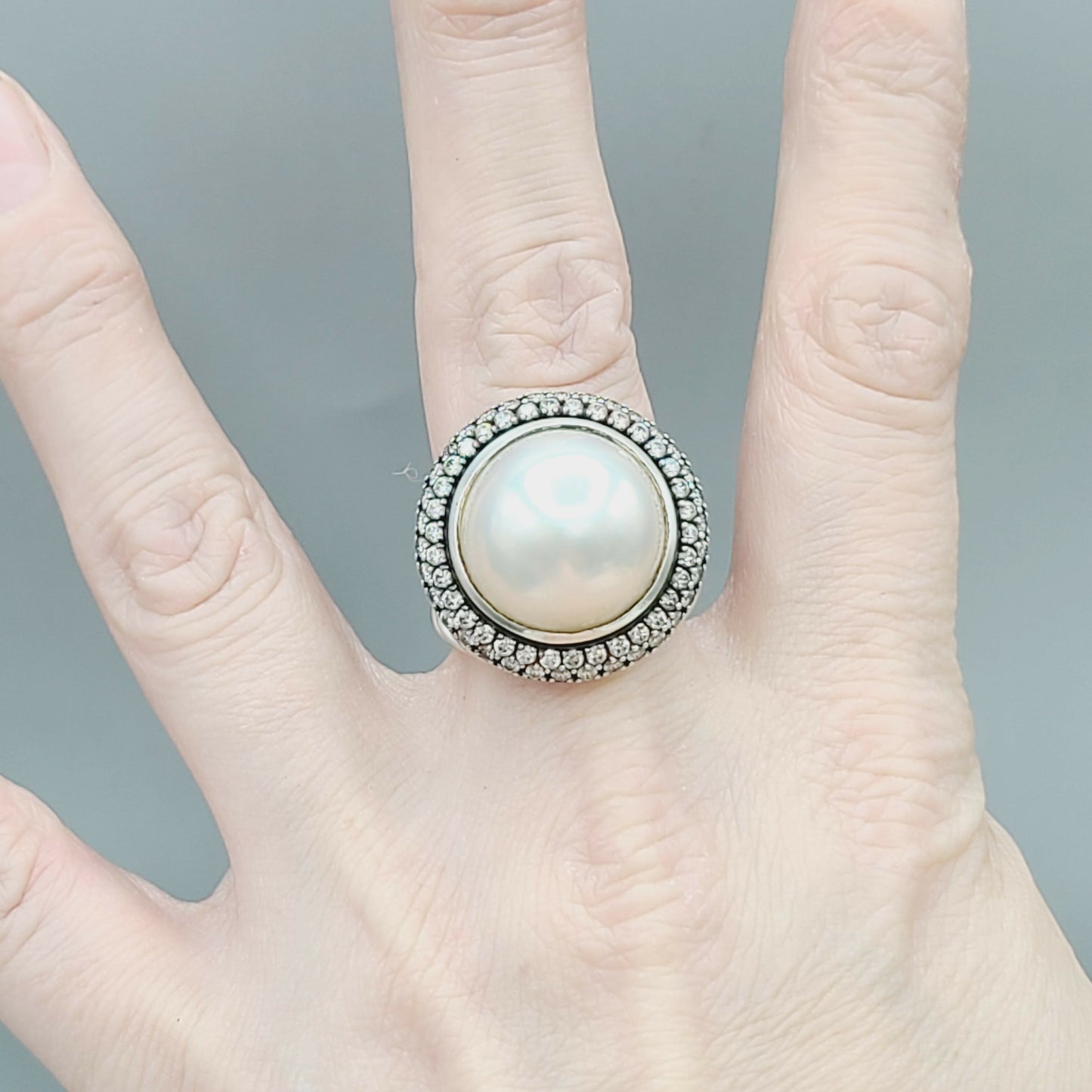    David Yurman Cerise Moonlight Ice Ring – Pearl & Diamonds