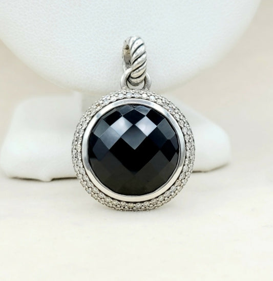    David Yurman Cerise Pendant – 18mm Black Onyx & Diamonds