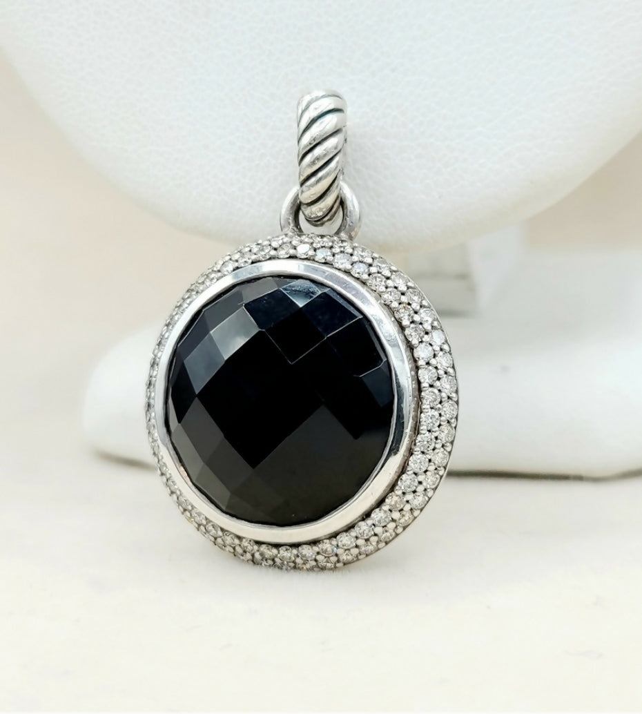    David Yurman Cerise Pendant – 18mm Black Onyx & Diamonds