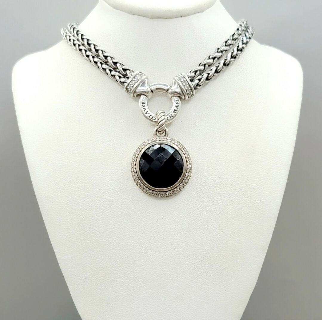    David Yurman Cerise Pendant – 18mm Black Onyx & Diamonds