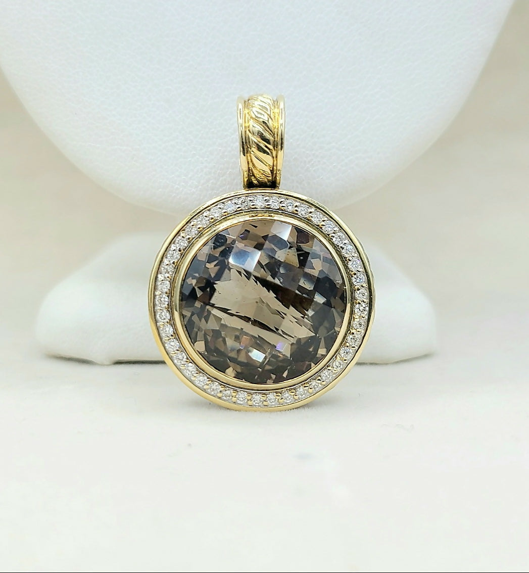    David Yurman Cerise Pendant Smoky Quartz, Diamonds & Gold