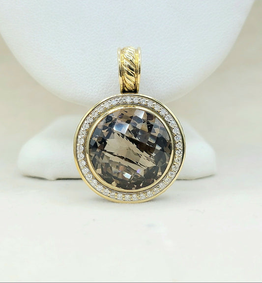    David Yurman Cerise Pendant Smoky Quartz, Diamonds & Gold