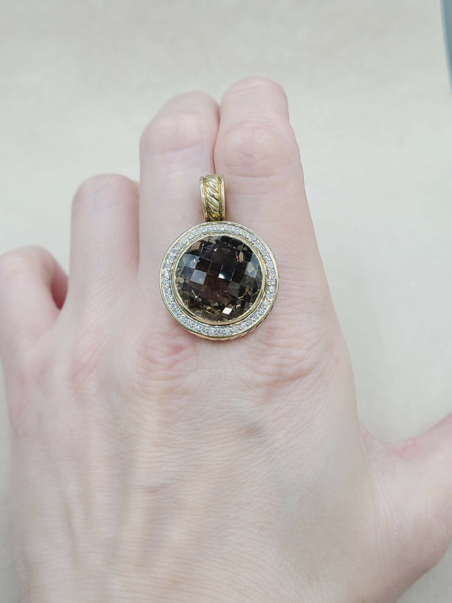    David Yurman Cerise Pendant Smoky Quartz, Diamonds & Gold