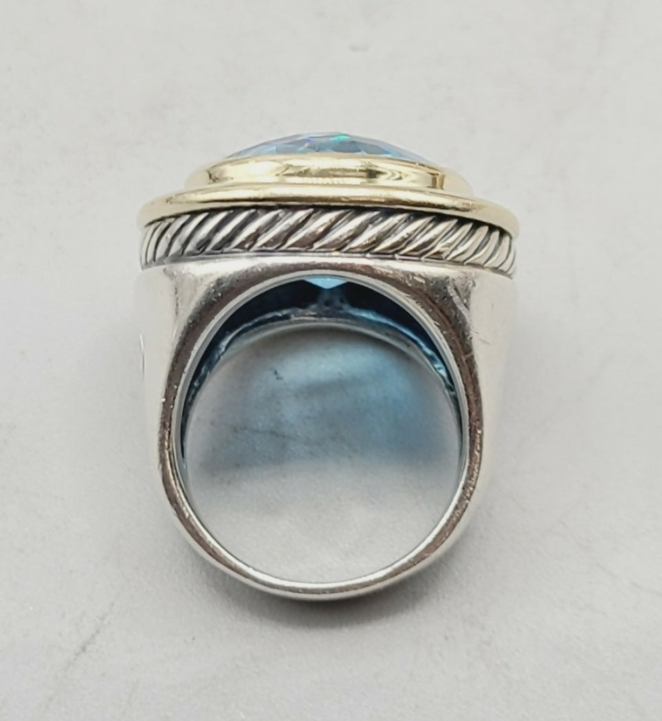    David Yurman Cerise Ring 18mm – Blue Topaz & Gold