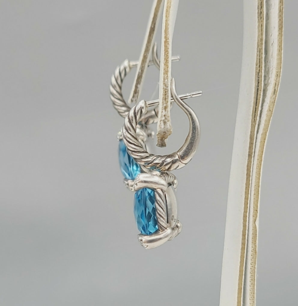    David Yurman Chatelaine Earrings – Blue Topaz & Diamonds