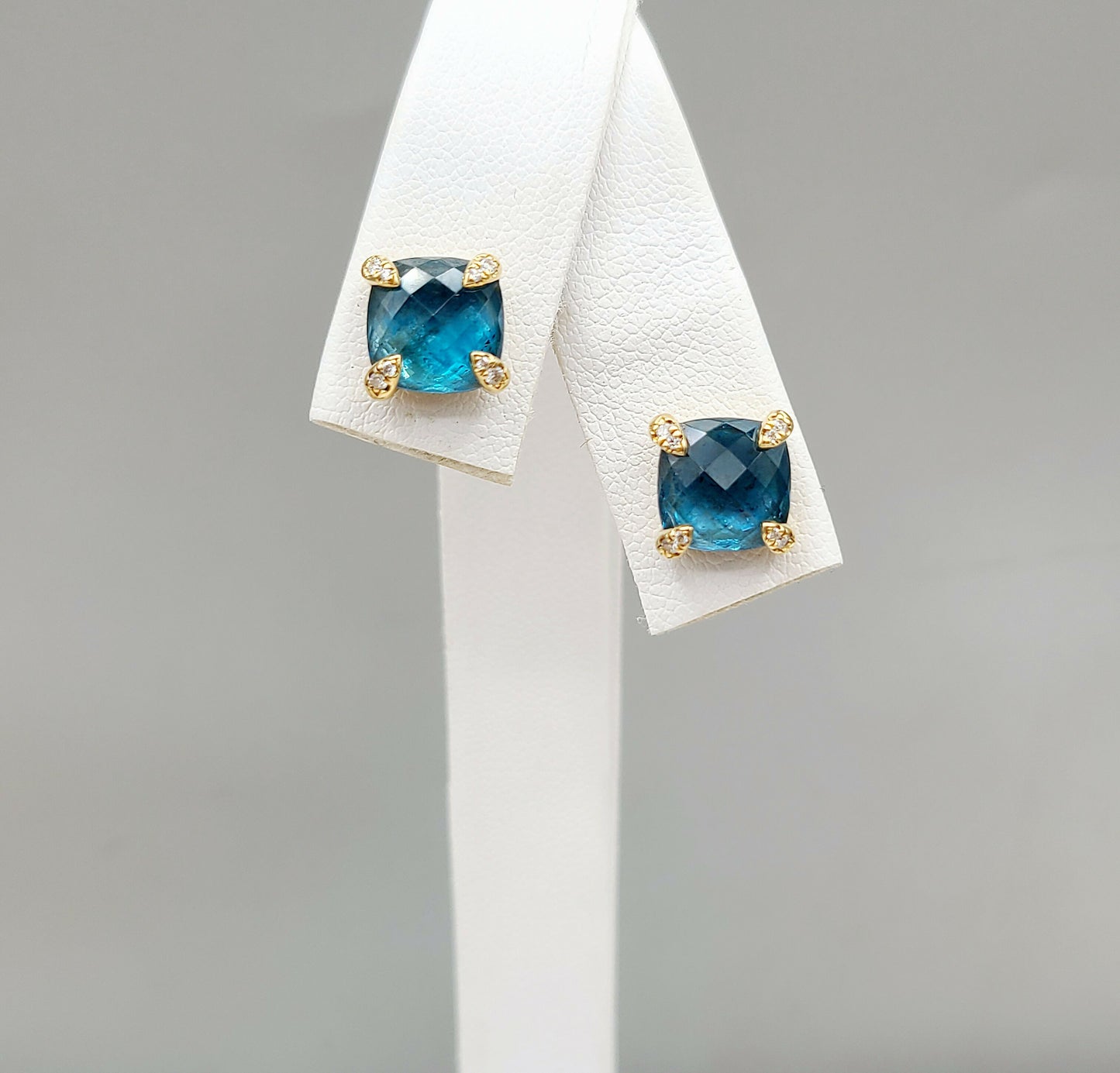    David Yurman Chatelaine Earrings Blue Topaz & Gold