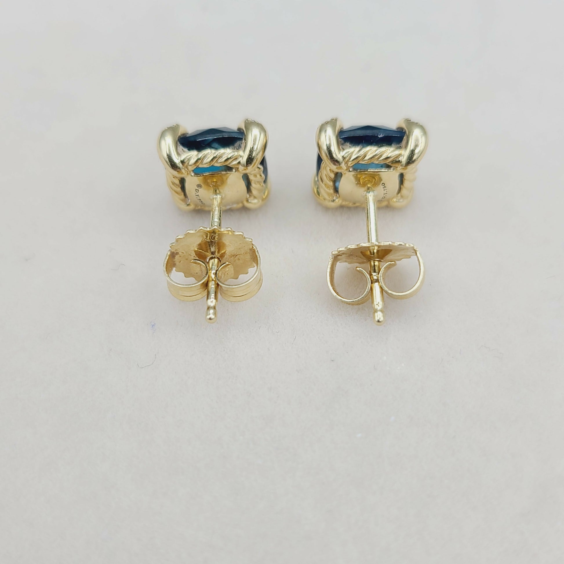    David Yurman Chatelaine Earrings Blue Topaz & Gold