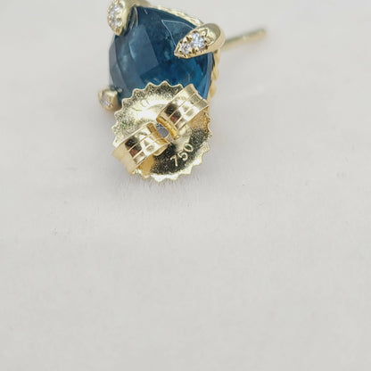    David Yurman Chatelaine Earrings Blue Topaz & Gold