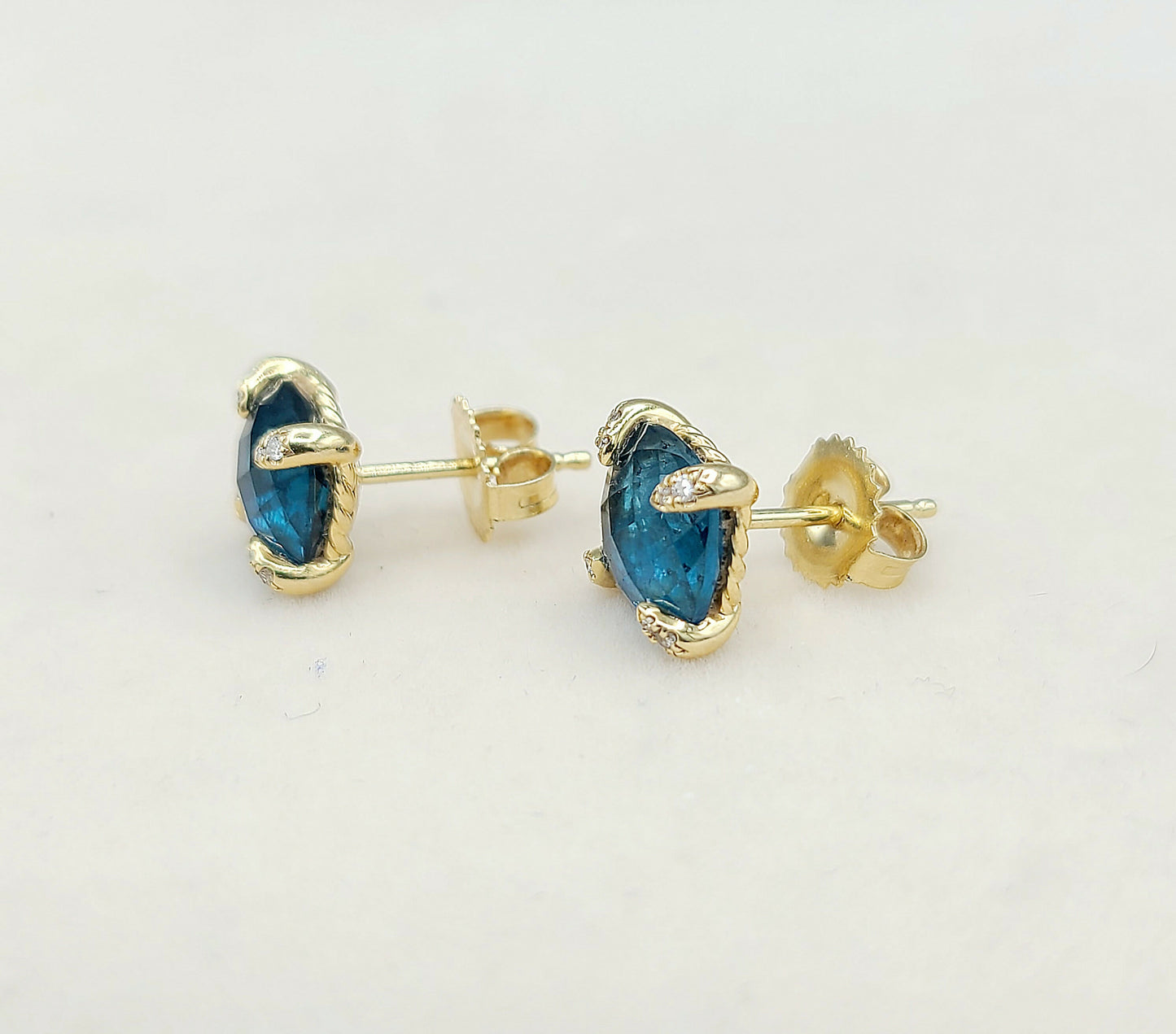    David Yurman Chatelaine Earrings Blue Topaz & Gold