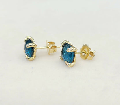    David Yurman Chatelaine Earrings Blue Topaz & Gold