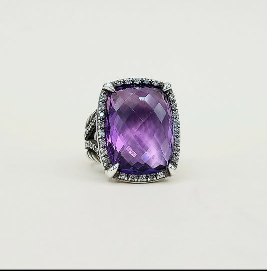    David Yurman Chatelaine Elongated Ring Amethyst & Diamonds