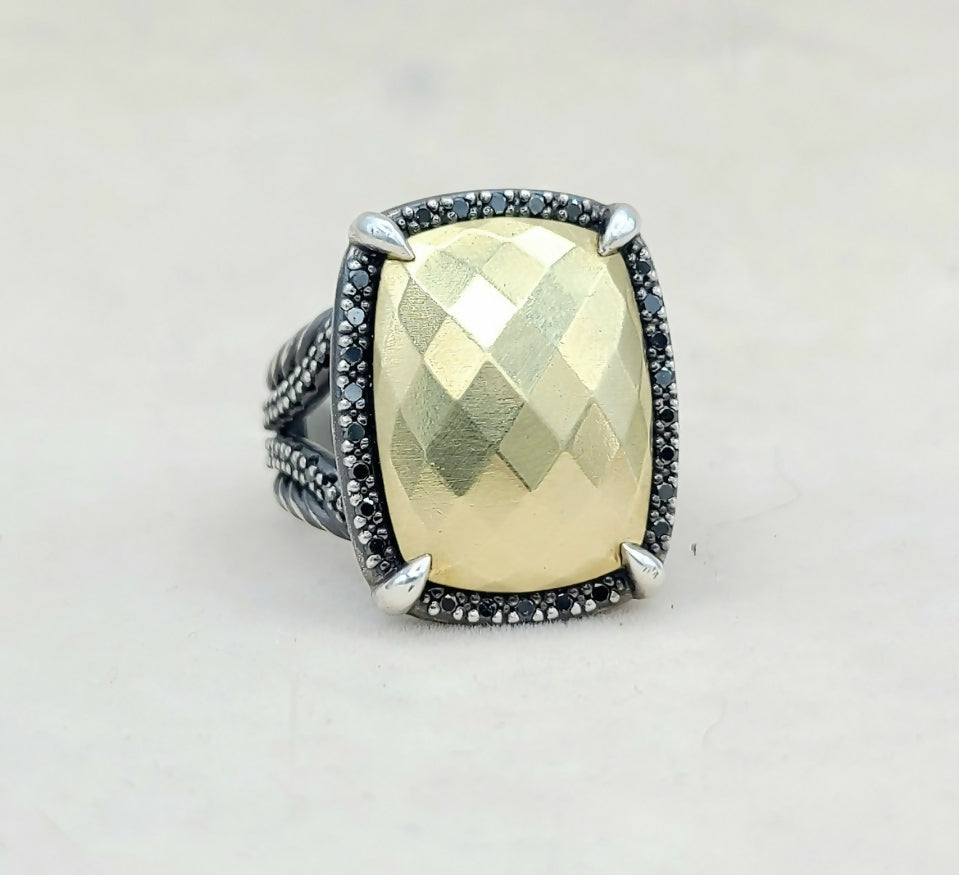   David Yurman Chatelaine Oblong Ring Black Diamonds & Gold