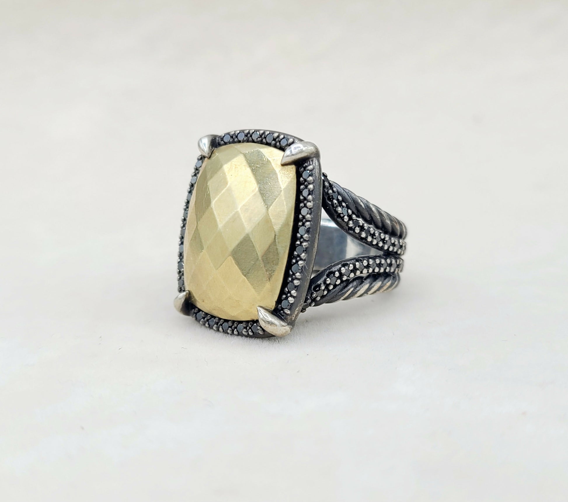    David Yurman Chatelaine Oblong Ring Black Diamonds & Gold