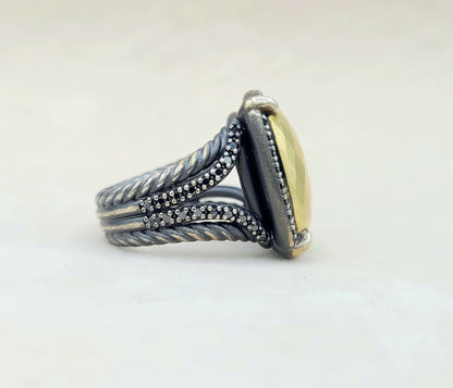    David Yurman Chatelaine Oblong Ring Black Diamonds & Gold