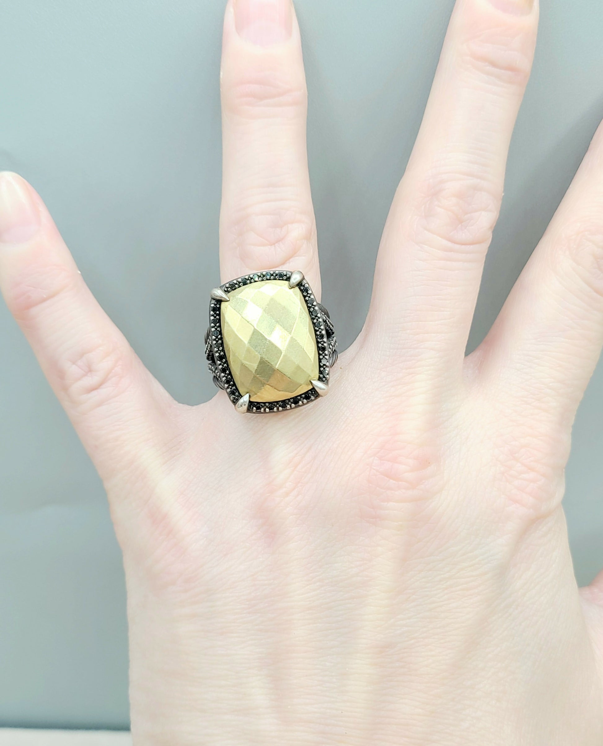    David Yurman Chatelaine Oblong Ring Black Diamonds & Gold