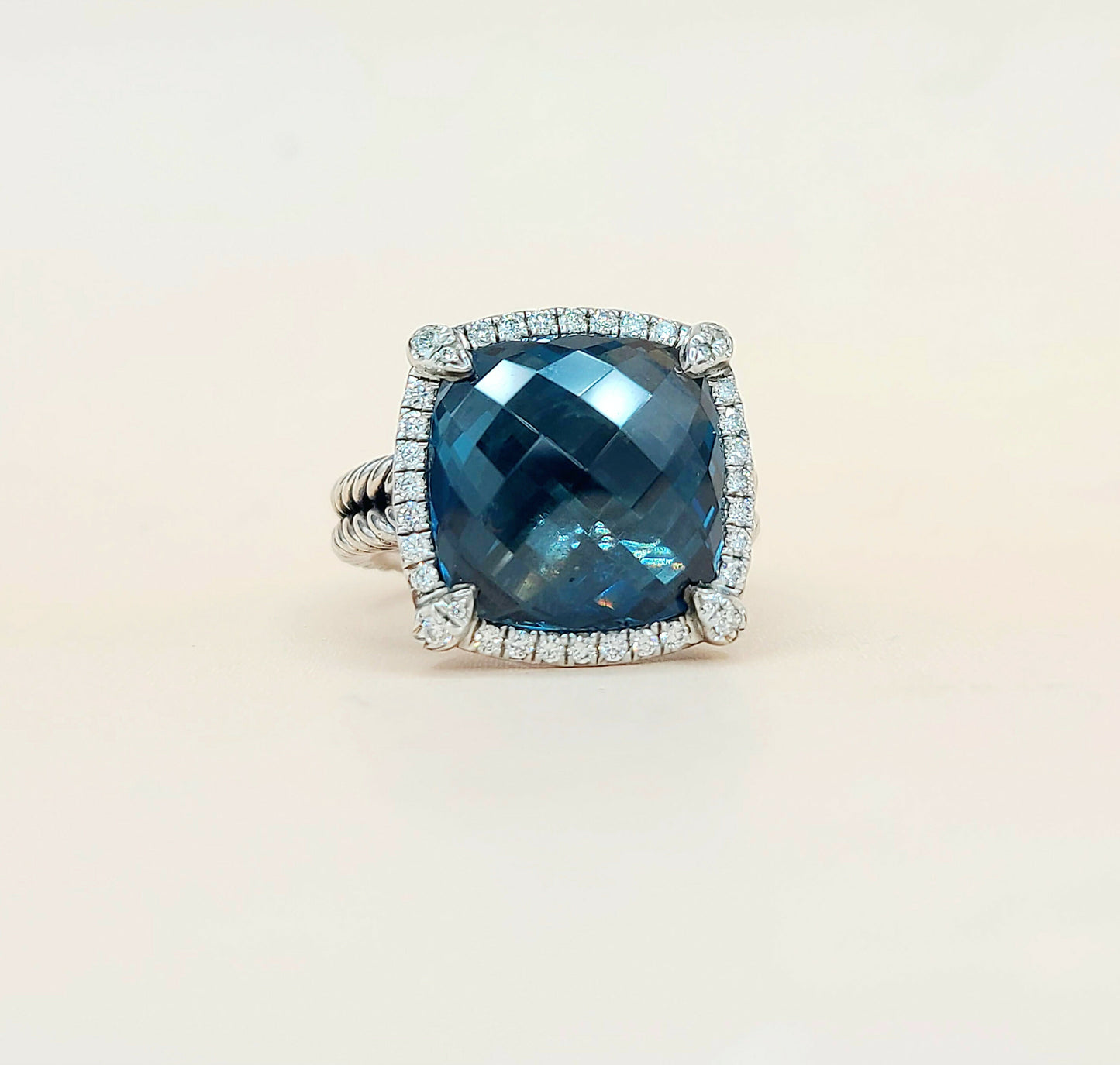    David Yurman Chatelaine Ring Hampton Blue Topaz & Diamond