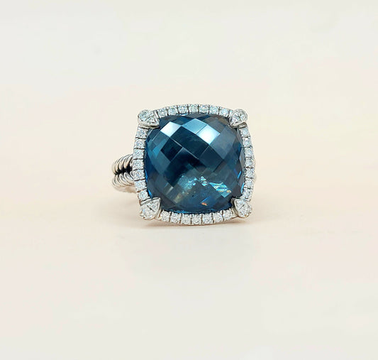    David Yurman Chatelaine Ring Hampton Blue Topaz & Diamond