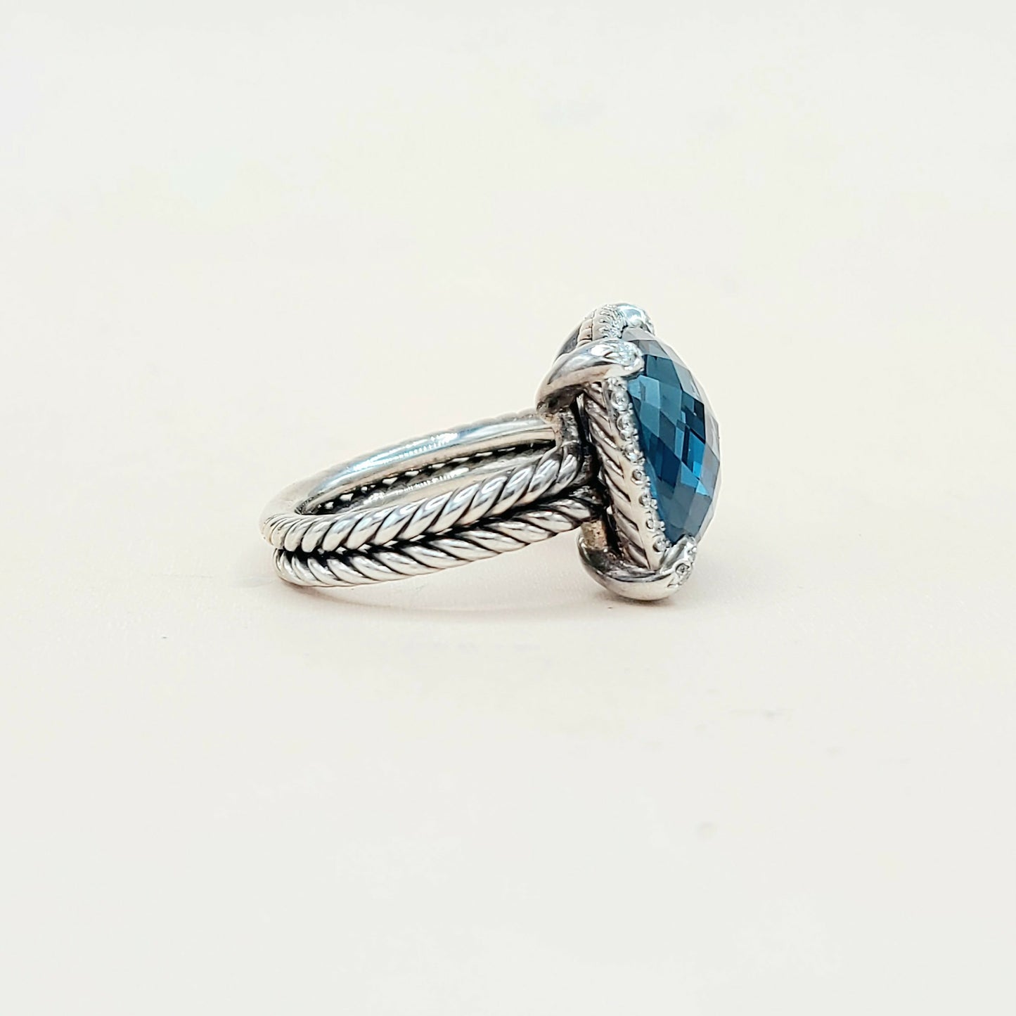    David Yurman Chatelaine Ring Hampton Blue Topaz & Diamond