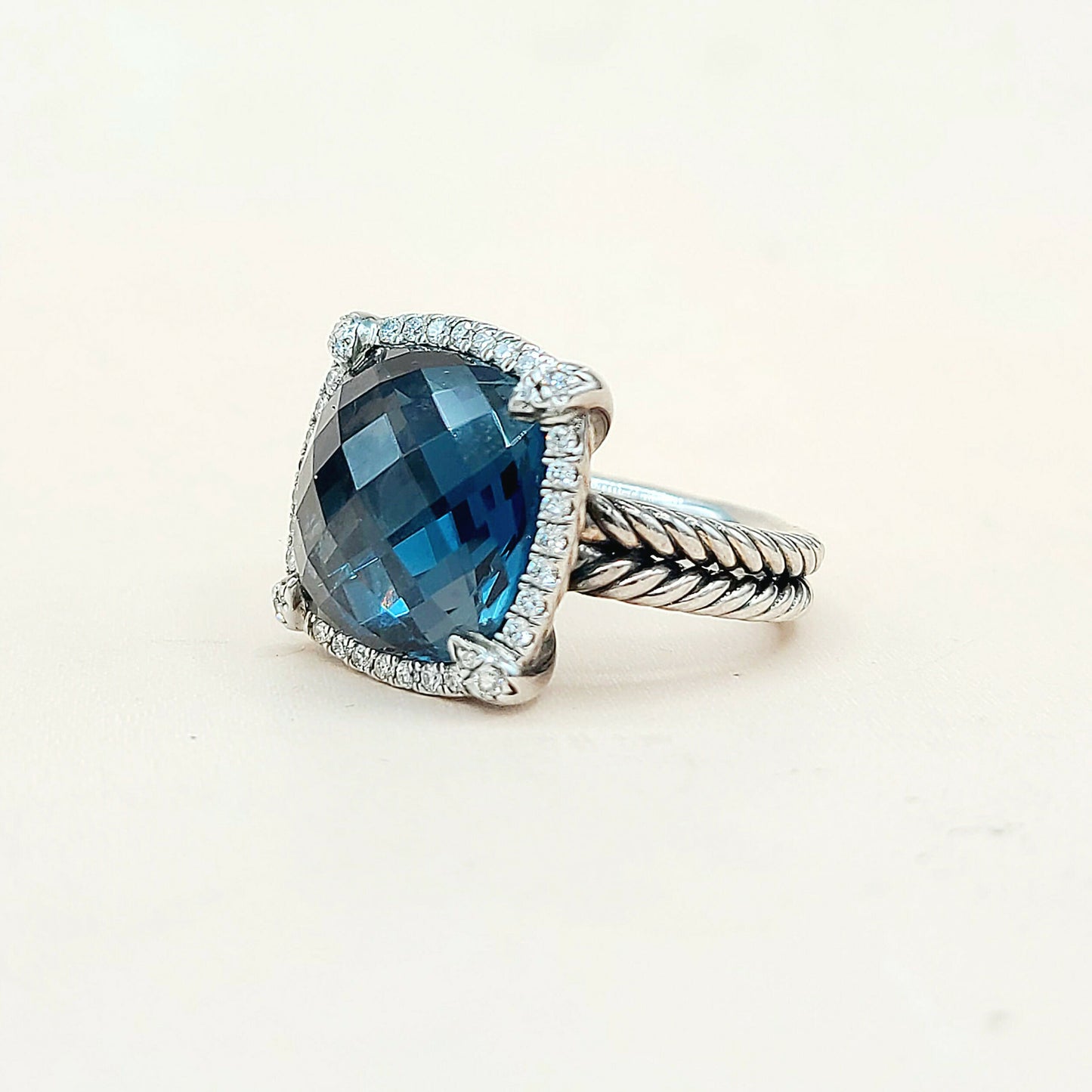    David Yurman Chatelaine Ring Hampton Blue Topaz & Diamond