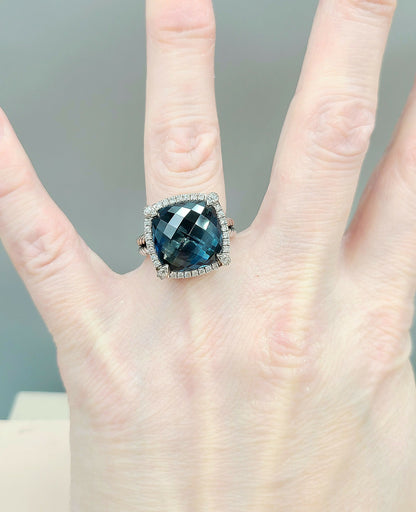    David Yurman Chatelaine Ring Hampton Blue Topaz & Diamond