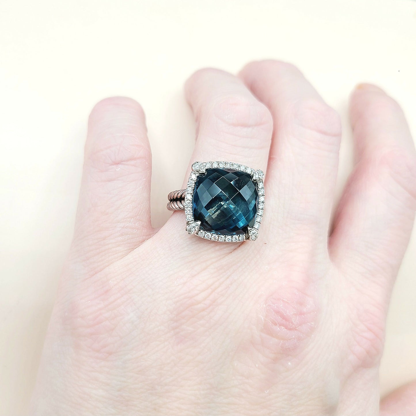    David Yurman Chatelaine Ring Hampton Blue Topaz & Diamond