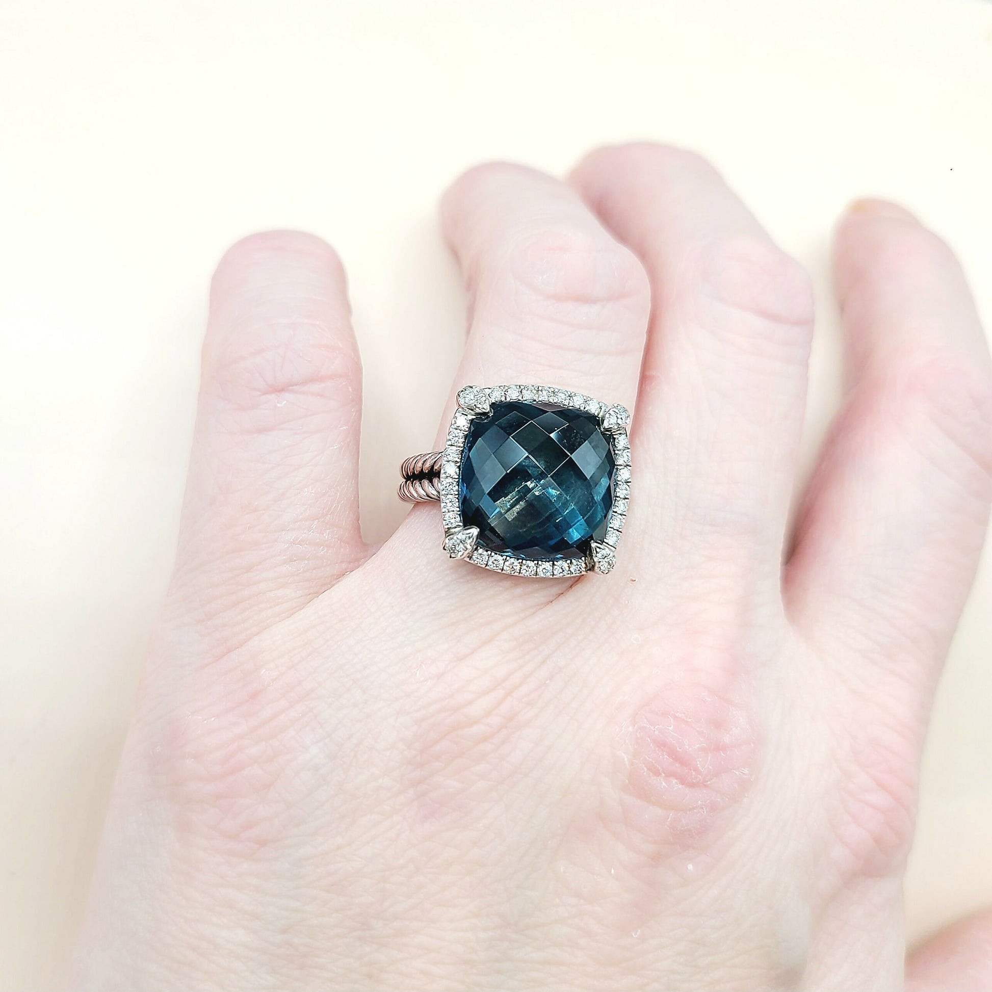   David Yurman Chatelaine Ring Hampton Blue Topaz & Diamond