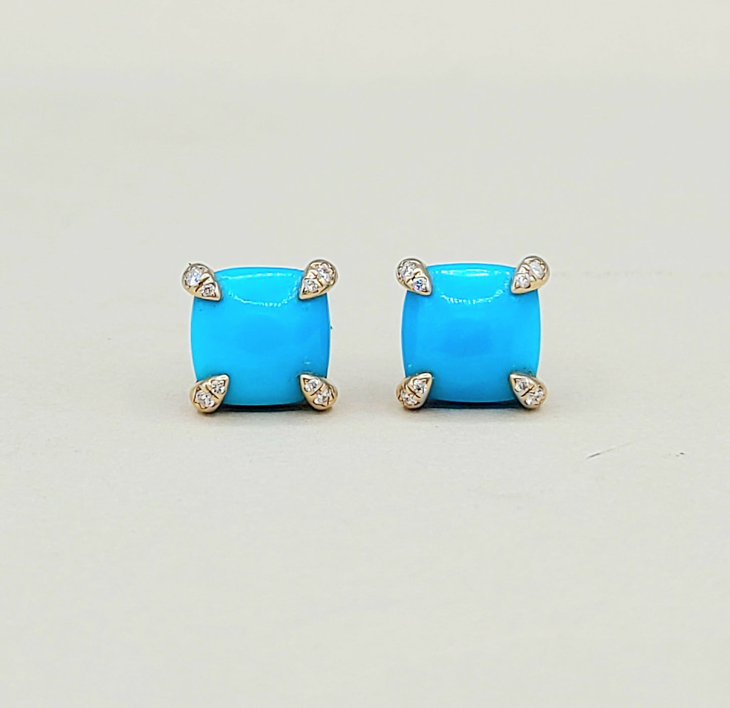    David Yurman Chatelaine Stud Earrings Turquoise & Diamonds