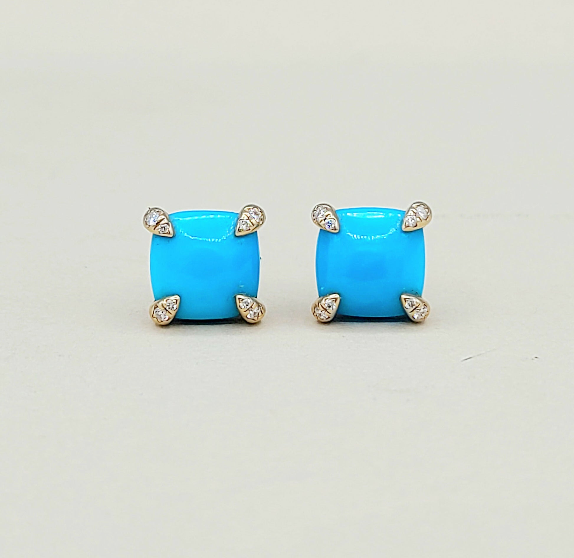   David Yurman Chatelaine Stud Earrings Turquoise & Diamonds