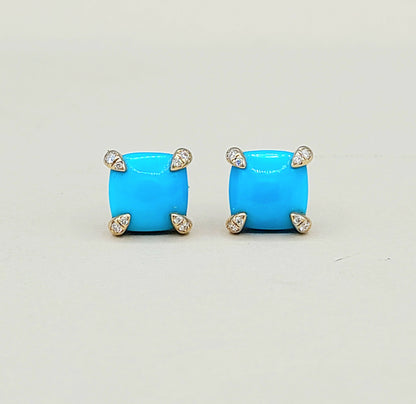    David Yurman Chatelaine Stud Earrings Turquoise & Diamonds