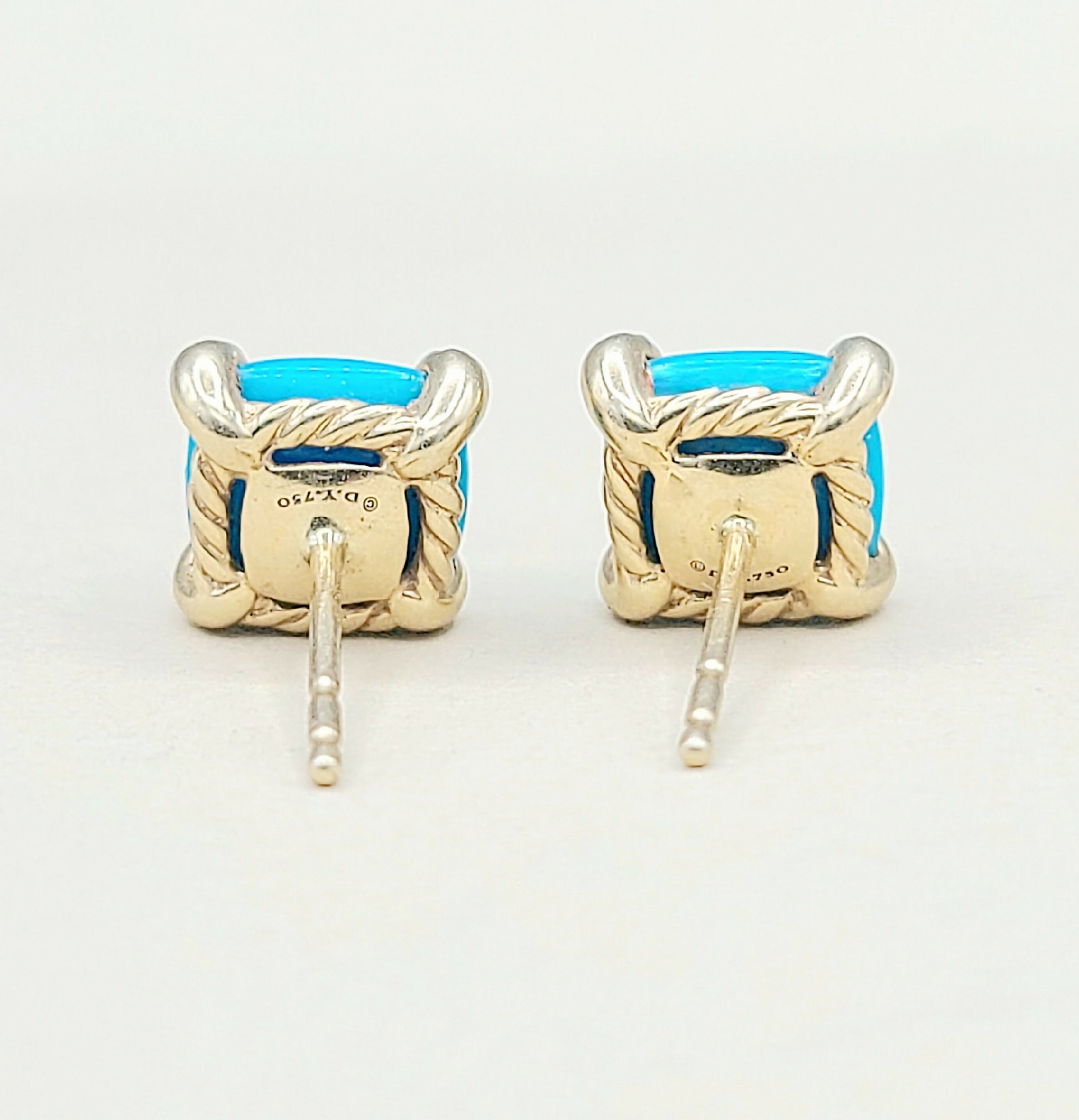    David Yurman Chatelaine Stud Earrings Turquoise & Diamonds