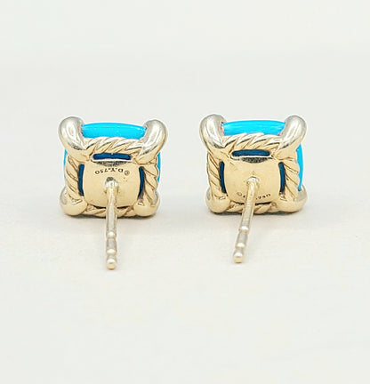    David Yurman Chatelaine Stud Earrings Turquoise & Diamonds