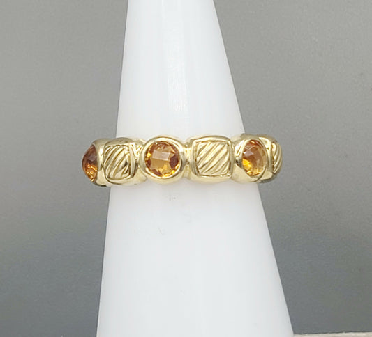    David Yurman Chiclet Band Ring – Citrine & 18k Gold