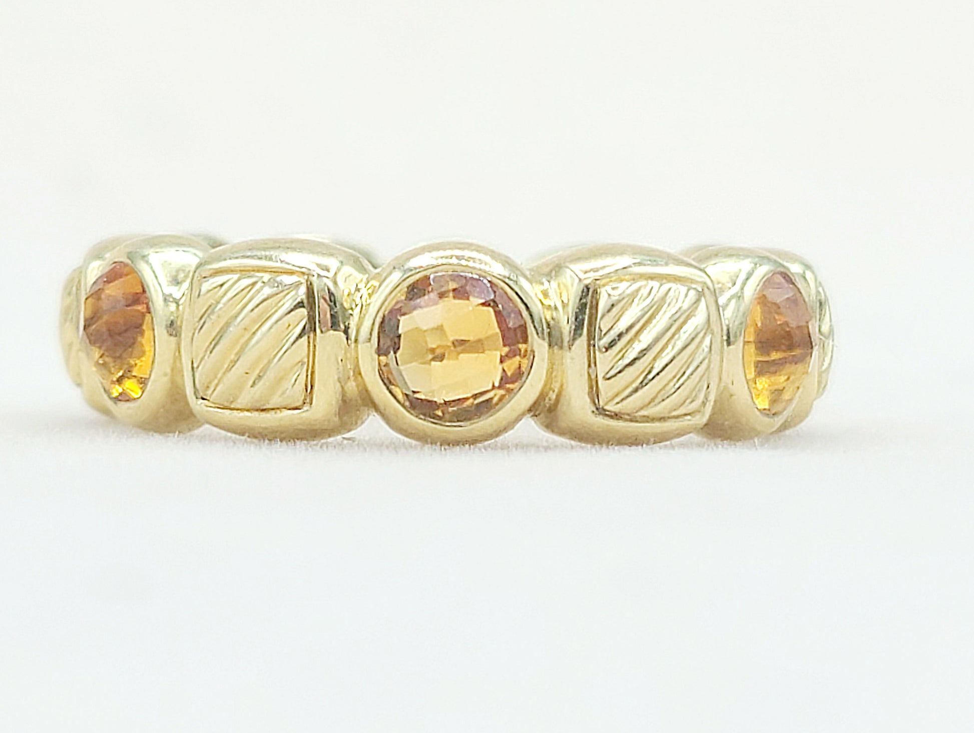    David Yurman Chiclet Band Ring – Citrine & 18k Gold