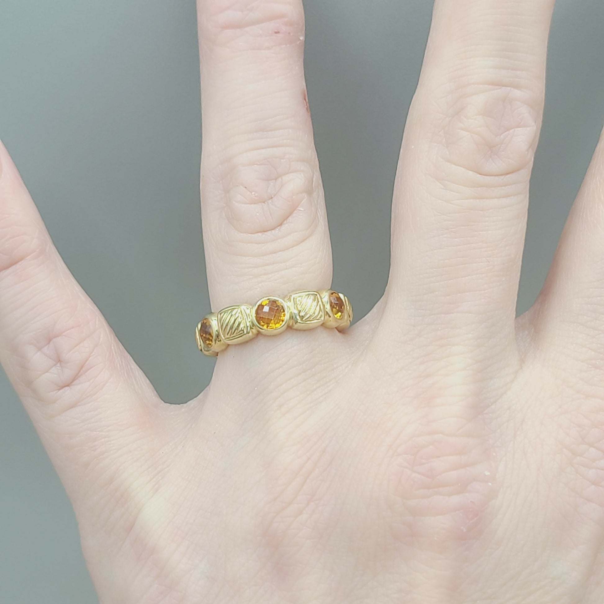    David Yurman Chiclet Band Ring – Citrine & 18k Gold