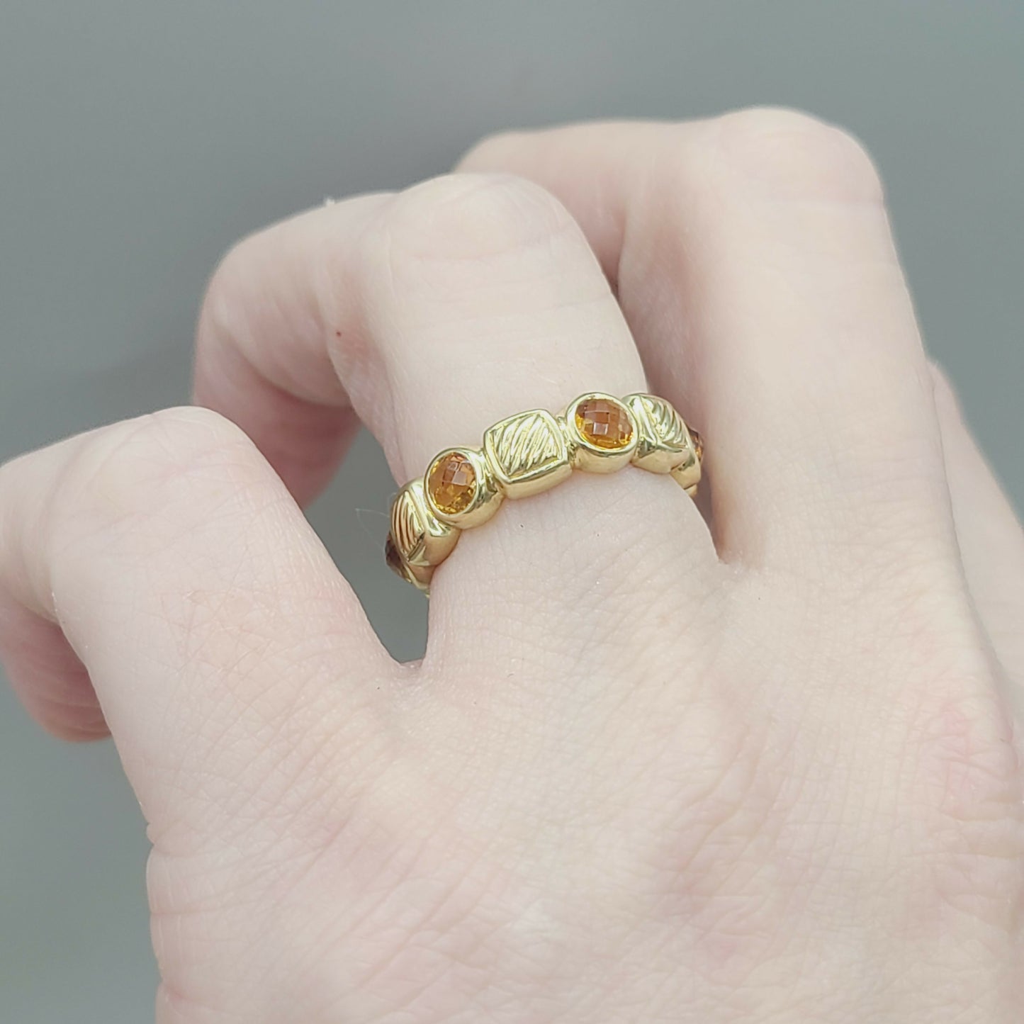    David Yurman Chiclet Band Ring – Citrine & 18k Gold