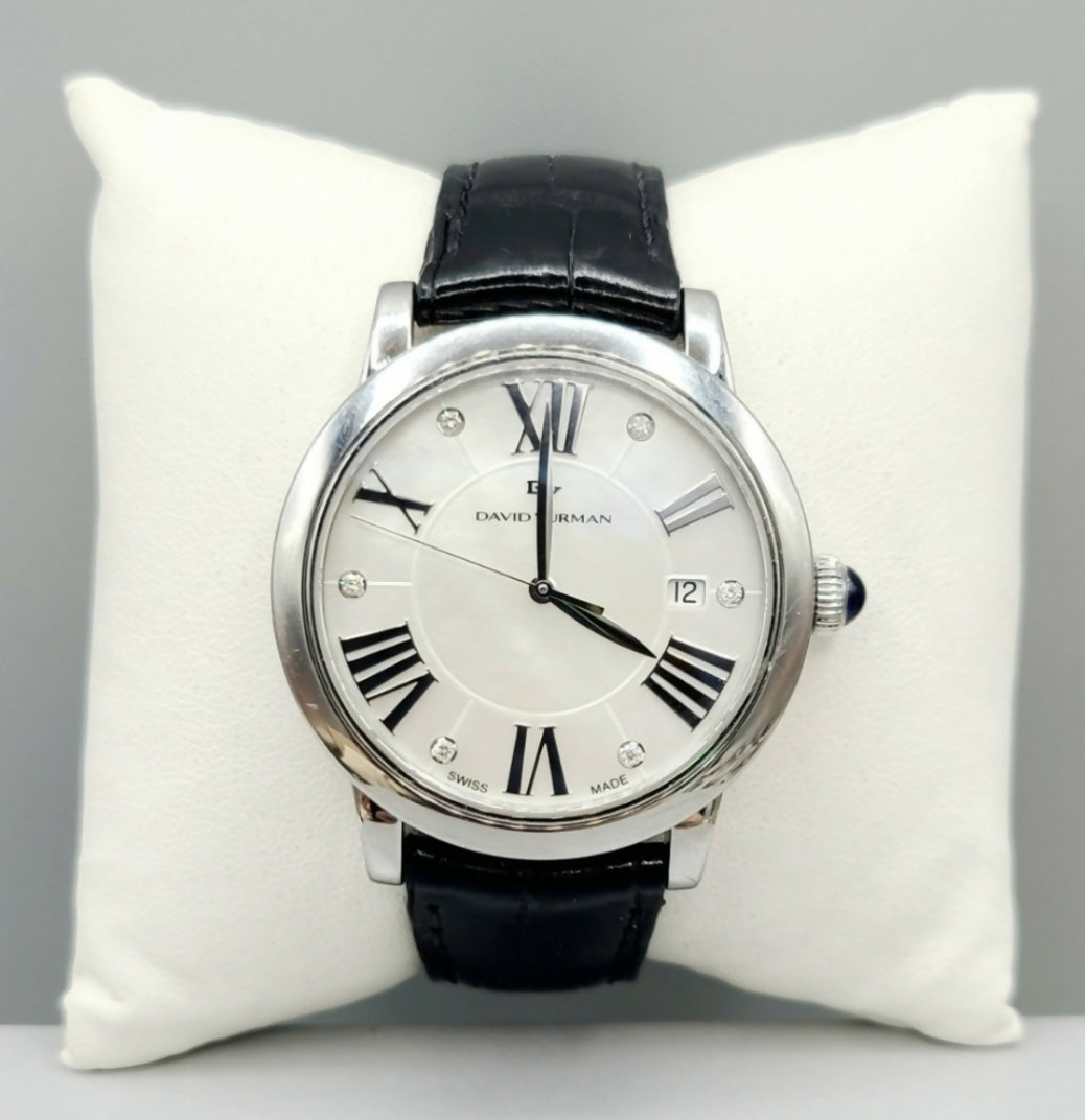    David Yurman Classic Quartz Stainless Steel & Diamond