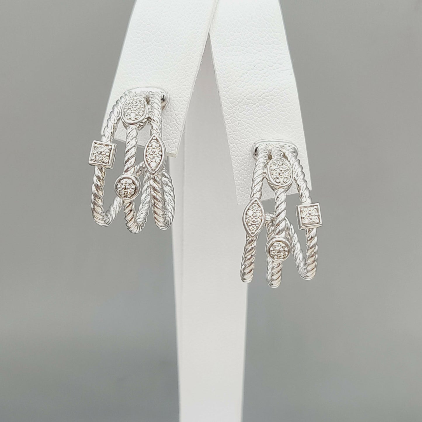    David Yurman Confetti Earrings Three Row with Diamonds