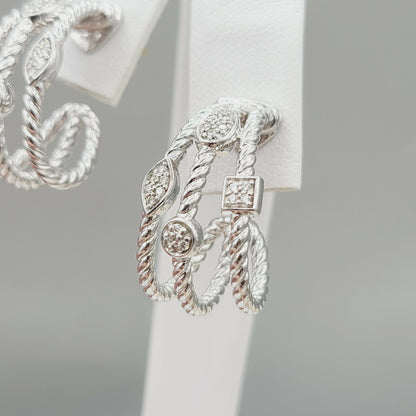    David Yurman Confetti Earrings Three Row with Diamonds