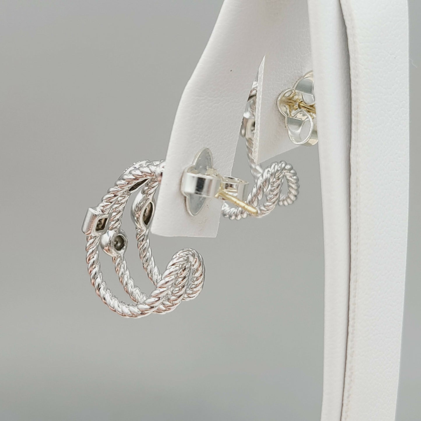    David Yurman Confetti Earrings Three Row with Diamonds