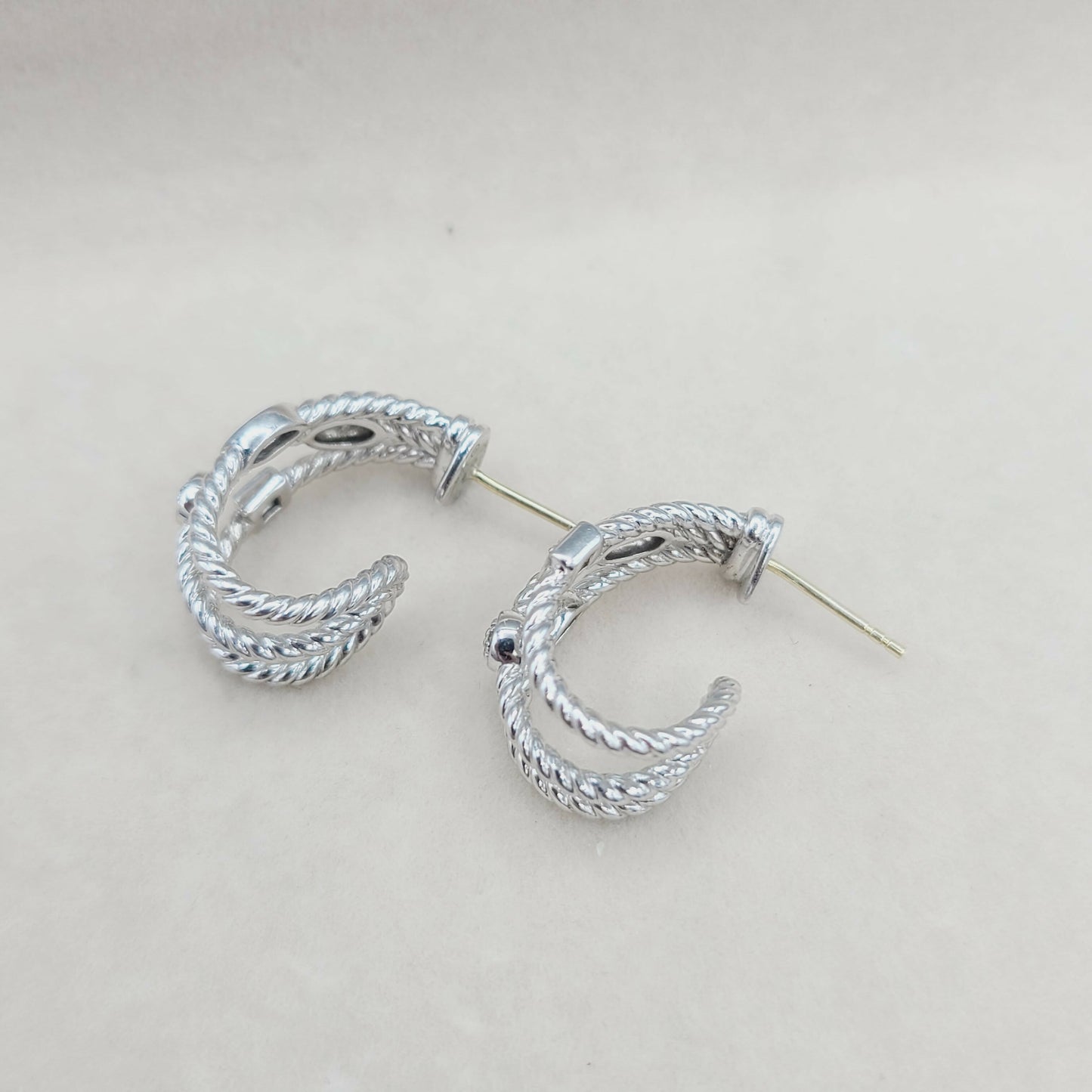    David Yurman Confetti Earrings Three Row with Diamonds