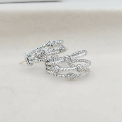    David Yurman Confetti Earrings Three Row with Diamonds