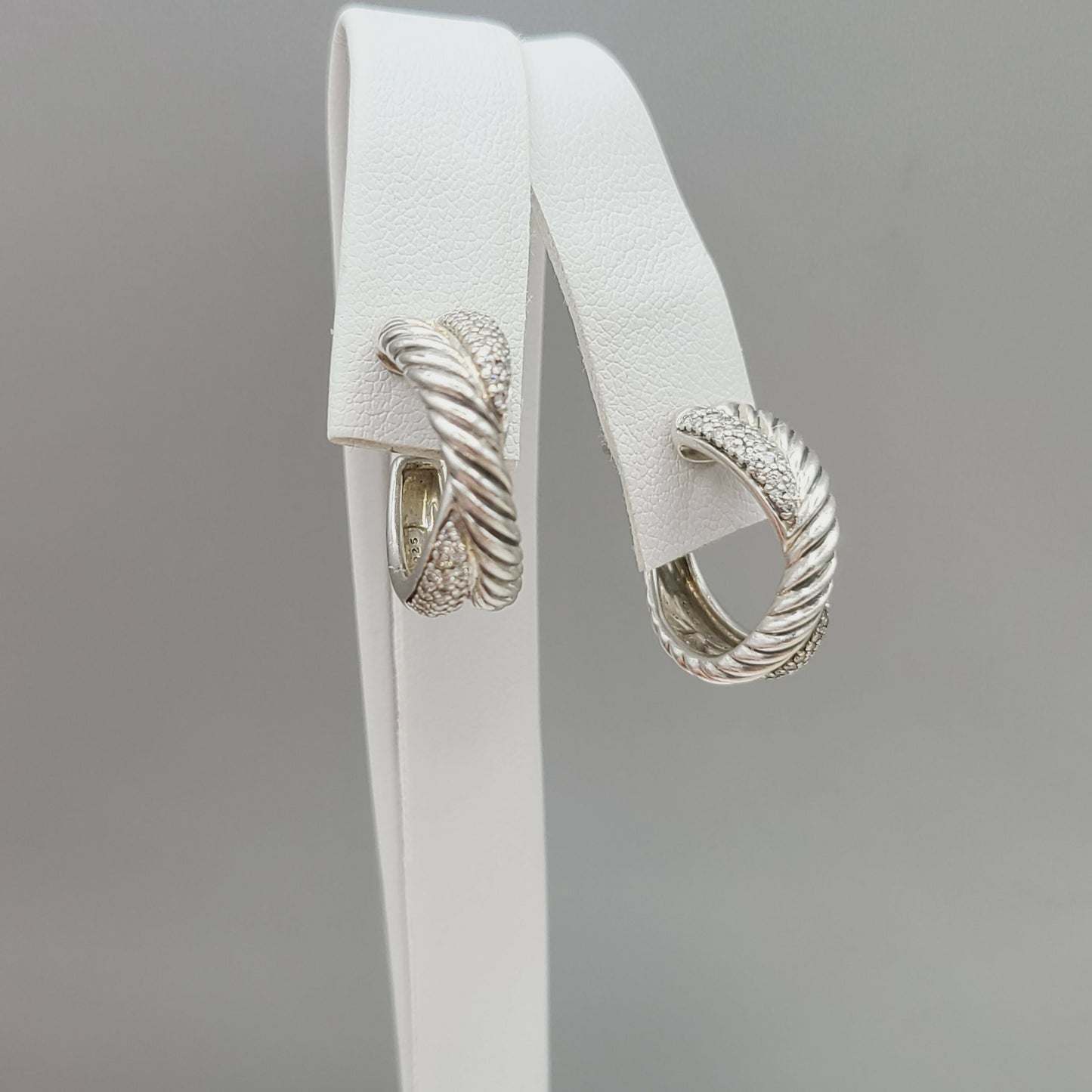    David Yurman Crossover Earrings Wide X Design with Diamonds