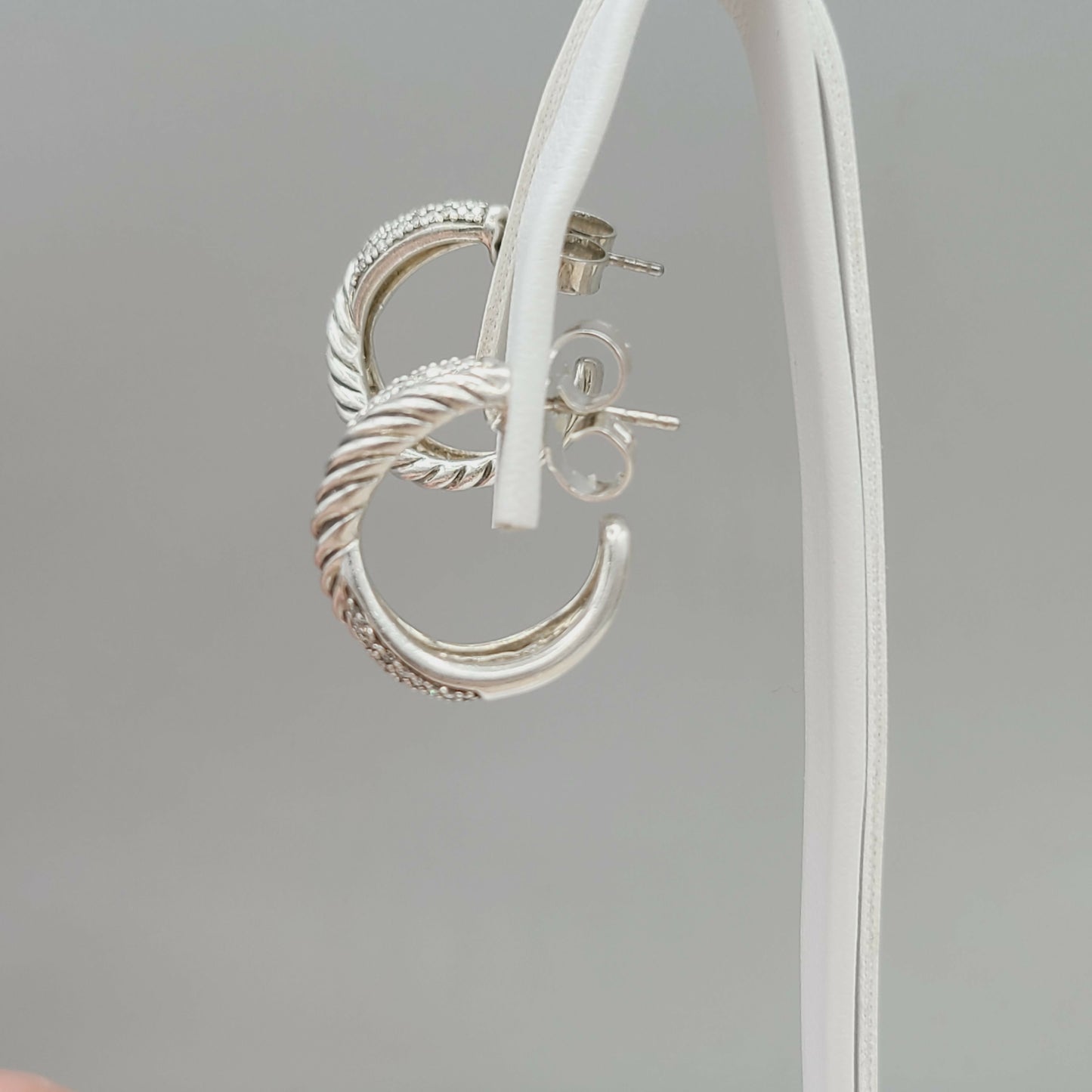    David Yurman Crossover Earrings Wide X Design with Diamonds