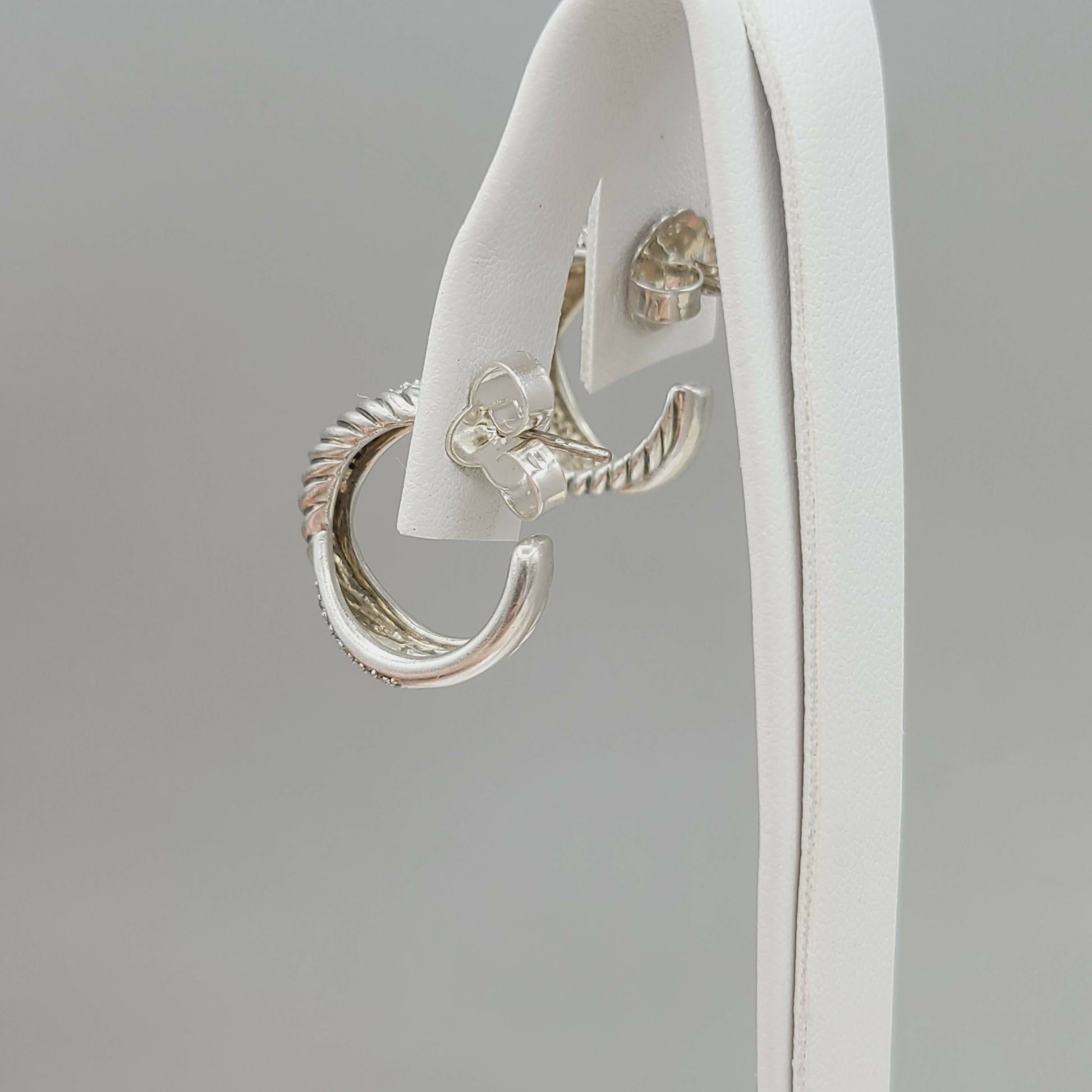    David Yurman Crossover Earrings Wide X Design with Diamonds