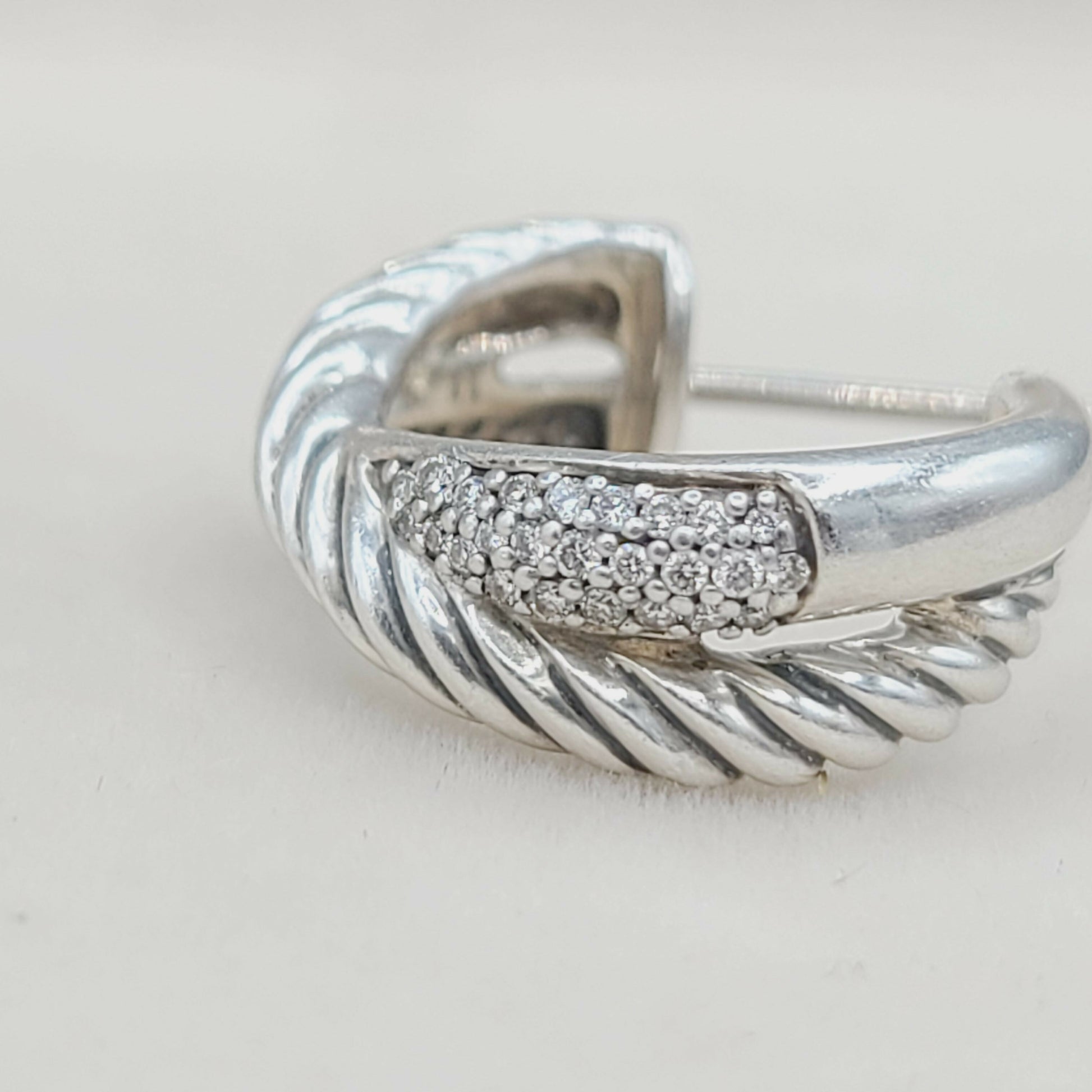    David Yurman Crossover Earrings Wide X Design with Diamonds