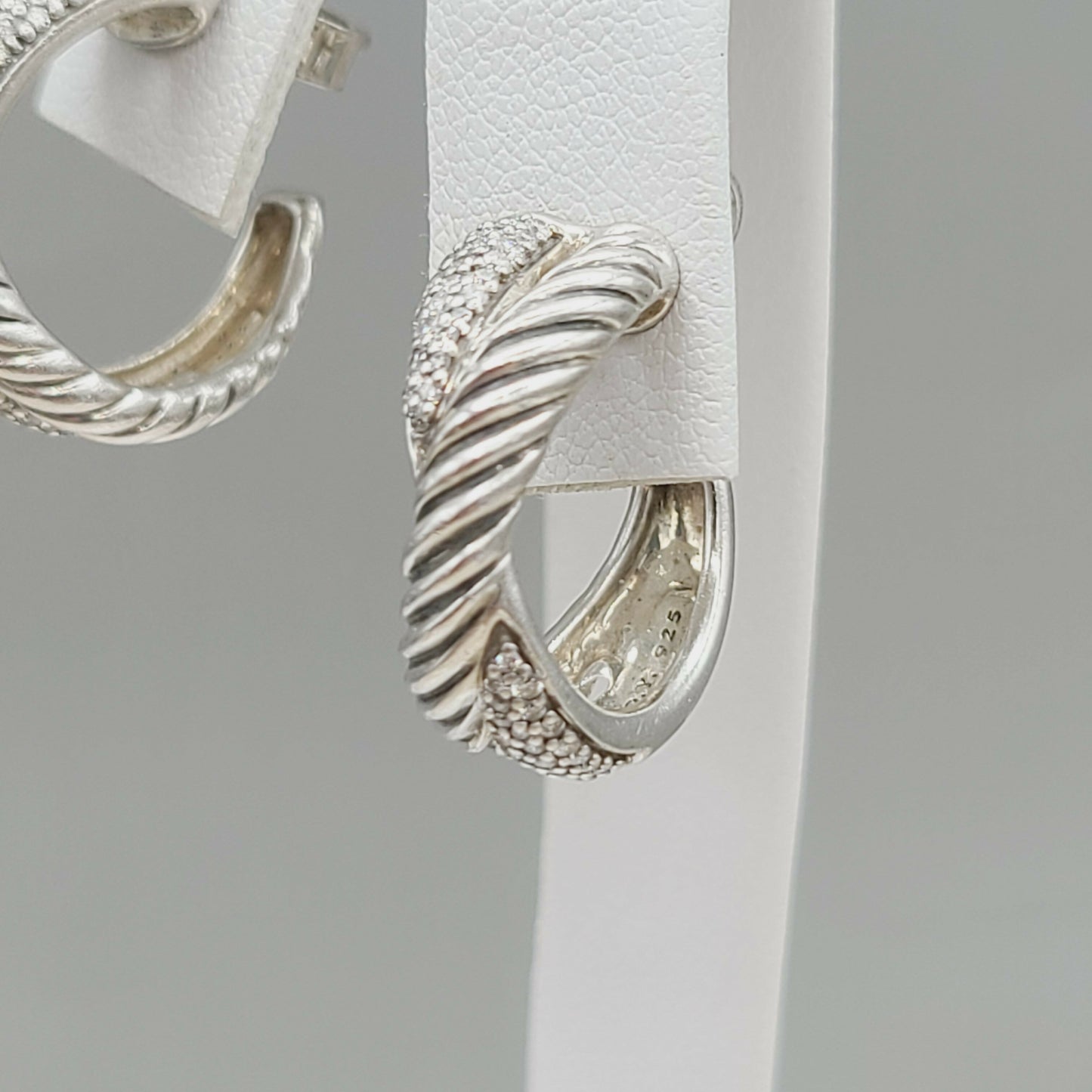    David Yurman Crossover Earrings Wide X Design with Diamonds