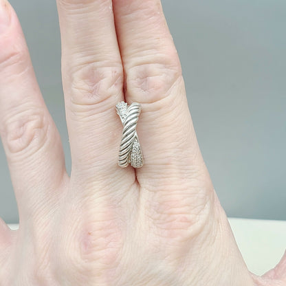    David Yurman Crossover Earrings Wide X Design with Diamonds