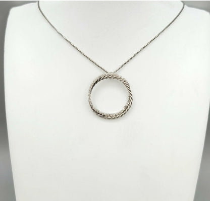    David Yurman Crossover Necklace Pave Diamond Circle