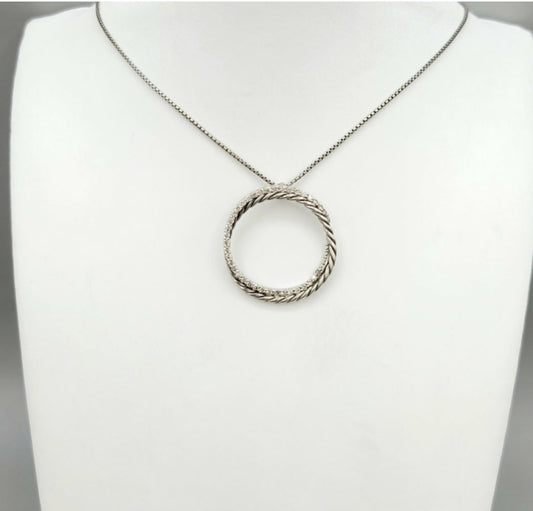    David Yurman Crossover Necklace Pave Diamond Circle